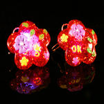 Flashing Earring Red Glitter Flower 1 Pair